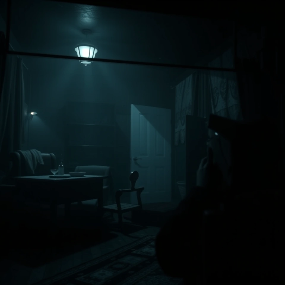 PS5 horror game in progress, showing dark atmospheric scene typical of the genre.