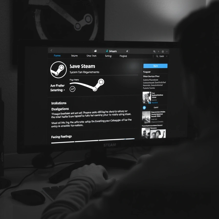 Someone reviewing system requirements on a Steam game store page before buying