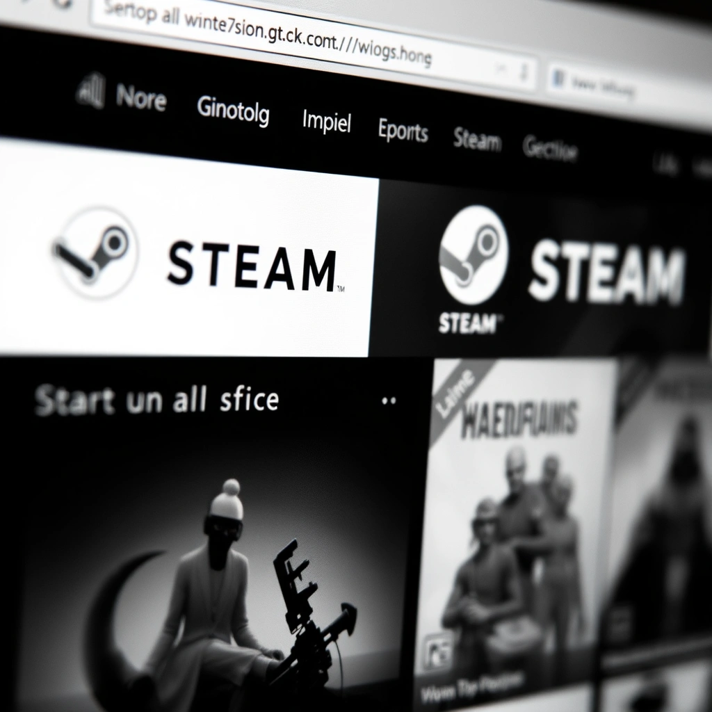 Steam Store homepage in a web browser showing games and storefront interface