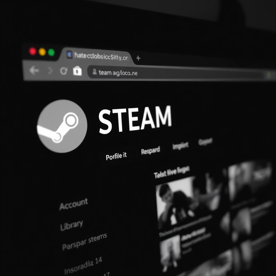 Steam account profile and library displayed on a monitor